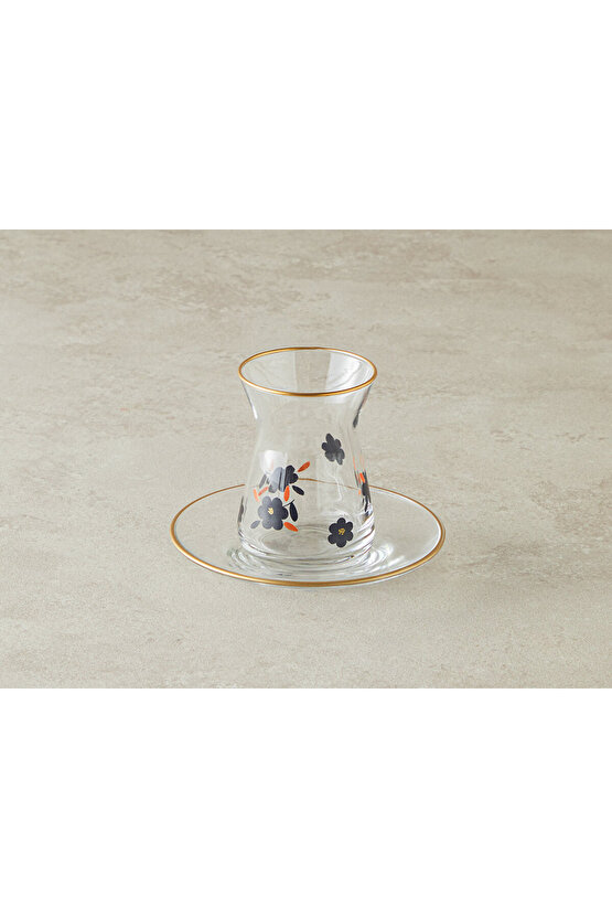 Boheme Cam 12 Parça 6 Kişilik Çay Seti Siyah