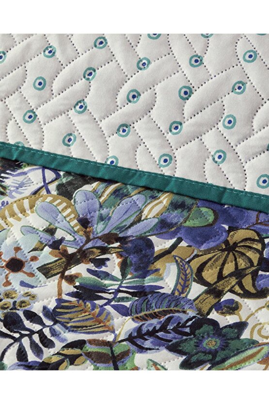 Floral Charm Çift Taraflı King Size Çok Amaçlı Örtü Mavi