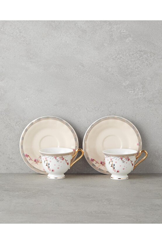 Sakura Dream New Bone China 4 Parça 2 Kişilik Kahve Fincan Takımı 90 Ml Pembe