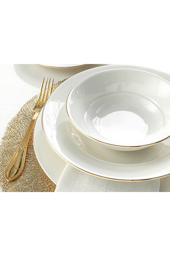 Sirius Porselen 24 Parça 6 Kişilik Yemek Takımı 27-23-19-16 Cm Gold