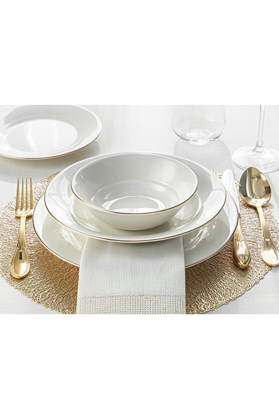 Sirius Porselen 24 Parça 6 Kişilik Yemek Takımı 27-23-19-16 Cm Gold