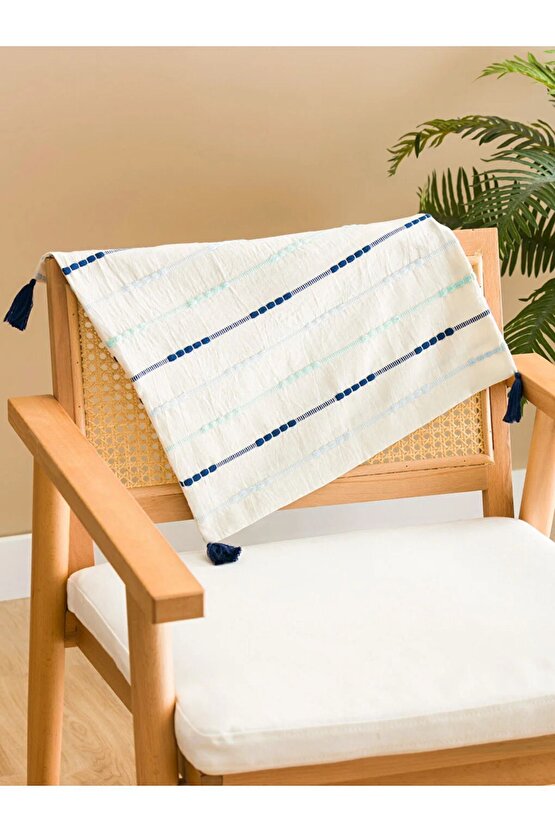 Nakışlı Püskül Detaylı Kırlent Kılıfı 45x45 Cm