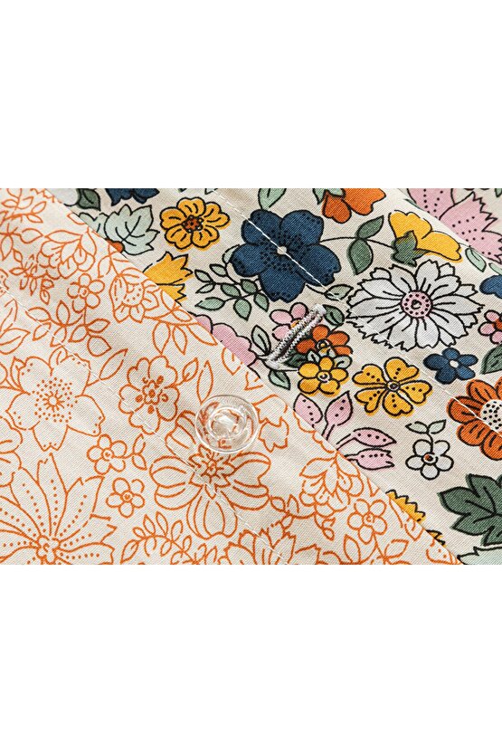 Flower Festival Pamuk Tek Kişilik Nevresim Takımı 160x220 Cm Turuncu
