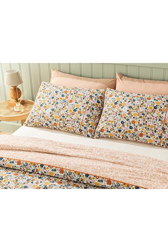 Flower Festival Pamuk Tek Kişilik Nevresim Takımı 160x220 Cm Turuncu