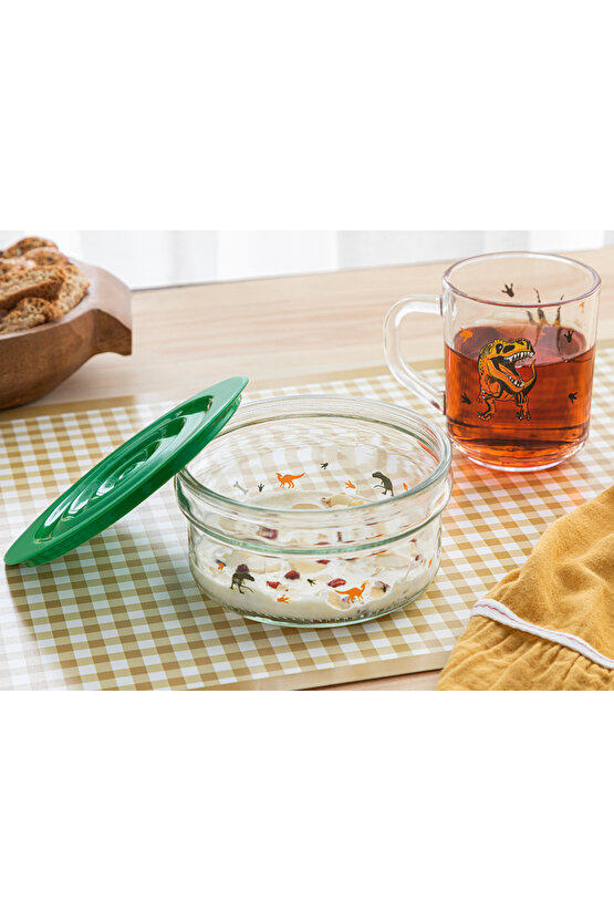 Dinosaurs World Cam Bebe Mama Takımı Yeşil