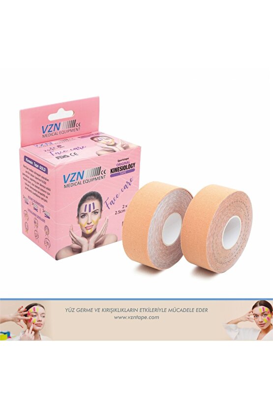 Ten Rengi Yüz Yoga Bandı 2 Adet 2,5cmx5mt Kinesyo Sporcu Ağrı Kinezyo Bandı