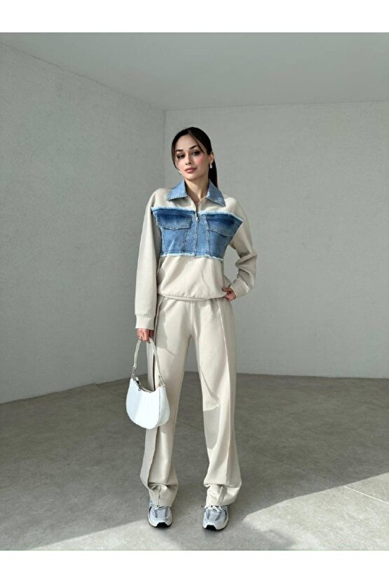 Kadın Kot Detaylı Takım