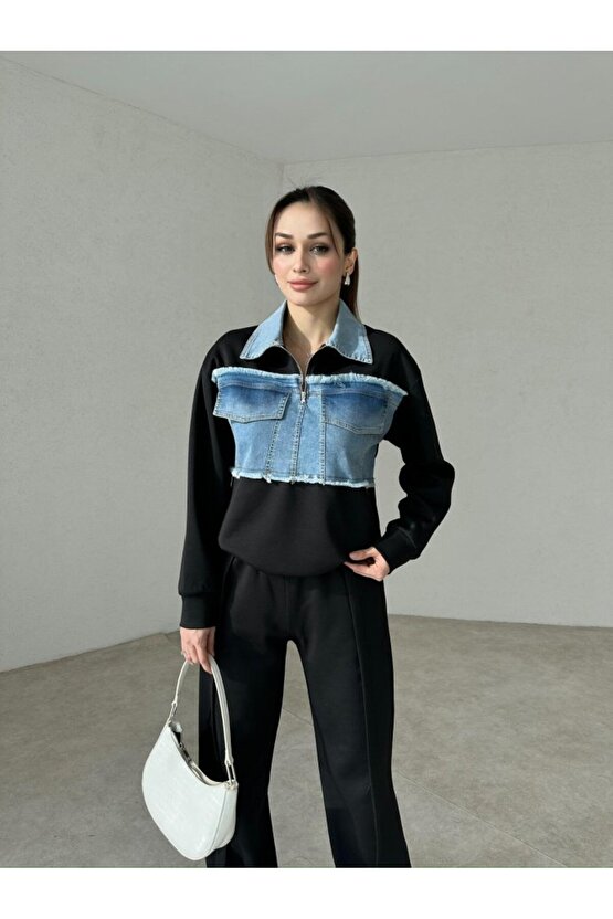 Kadın Kot Detaylı Takım