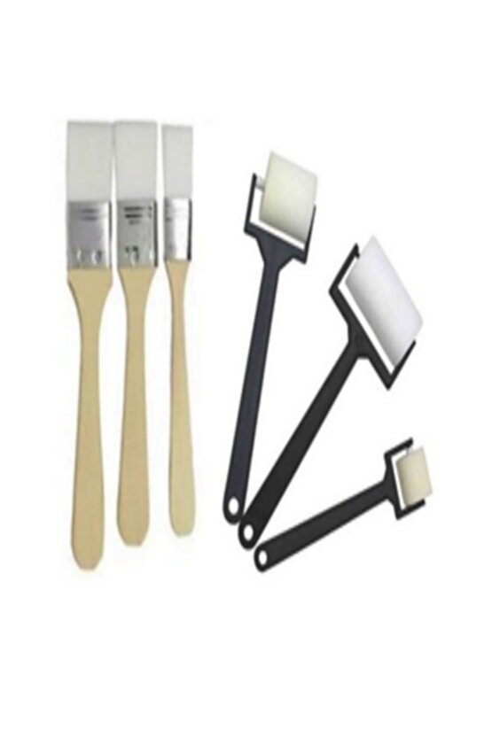 Ekonomik 3 Lü Zemin Fırça Ve 3 Lü Rulo Sünger Resim Fırçası