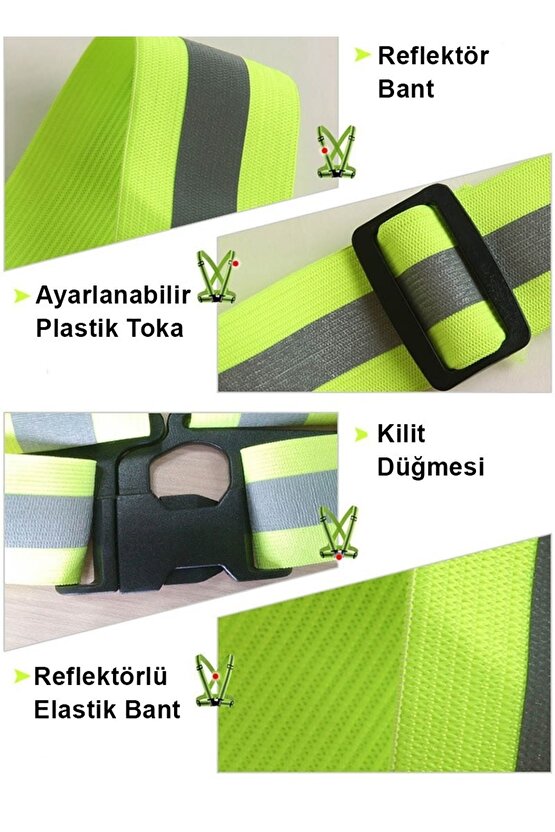 Yüksek Görünürlüklü Reflektörlü Ayarlanabilir Motosiklet Yeleği Reflektörlü Yeni Yasaya Uygun