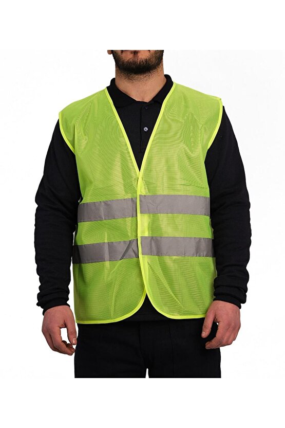 İşçi Tipi Reflektörlü Sarı Ikaz Yeleği