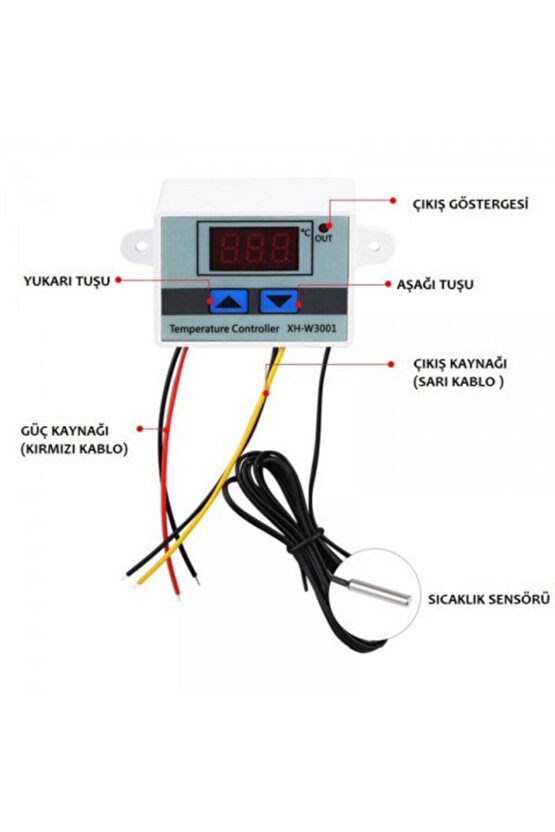 Xh-w3001 24v Dc Dijital Termostat Akvaryum Kuluçka Makinesi