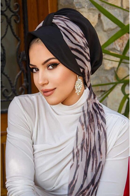 Siyah Zebra Desenli Şapka Bone