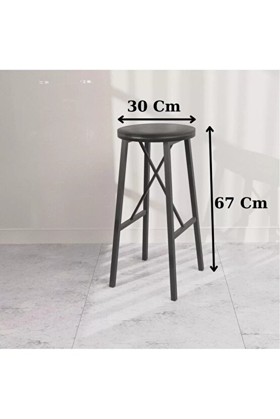 Siyah Döşemeli Bar Sandalyesi Bar Taburesi Mutfak Sandalyesi 1305