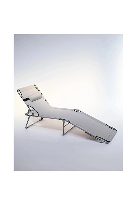 Kamp Yatağı Yastıklı Katlanır Şezlong Kampet Gri 1628