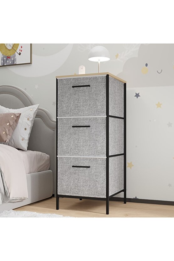 Çocuk Dolabı 3 Çekmeceli Büyük Boy Komodin Sehpa