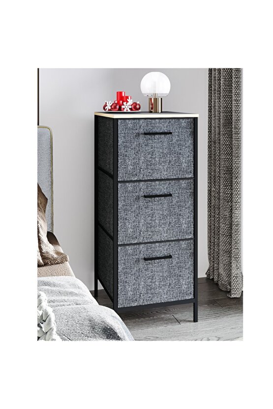 3 Çekmeceli Çok Amaçlı Dolap Büyük Boy Komodin Sehpa