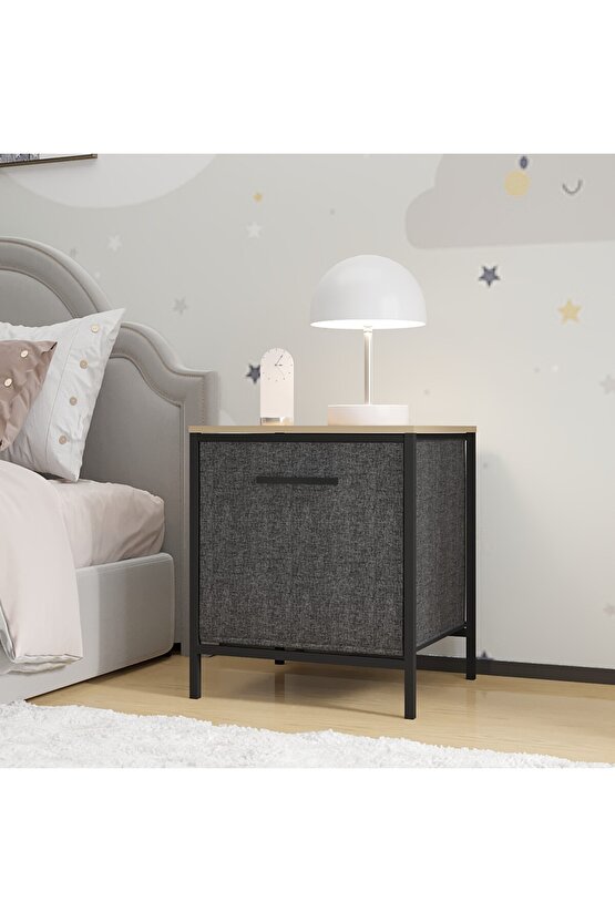 Çocuk Dolap 1 Çekmeceli Komodin Sehpa Füme 1596