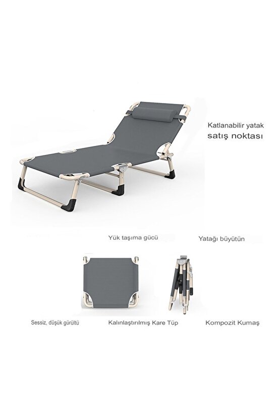 Minderli Şezlong Katlanır Şezlong Plaj Şezlongu, Portatif Kamp Ve Bahçe Şezlongu Dinlenme Koltuğu
