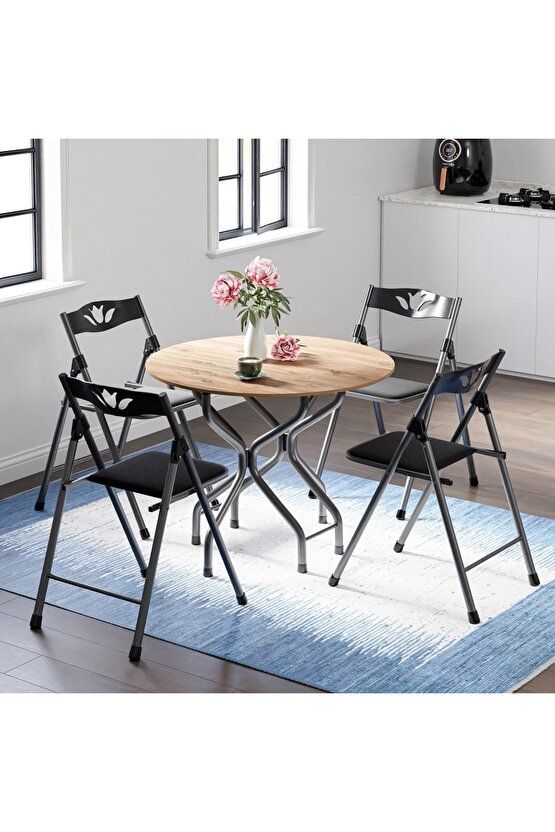 Mutfak Masa Sandalye Takımı Bahçe Yemek Masa Seti Yuvarlak