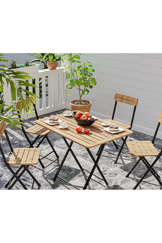 4 Kişilik Bistro Takım Bahçe Masa Sandalye