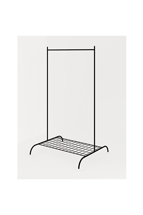 Konfeksiyon Askısı Metal Raflı Askılık Ayaklı Kıyafet Askılığı