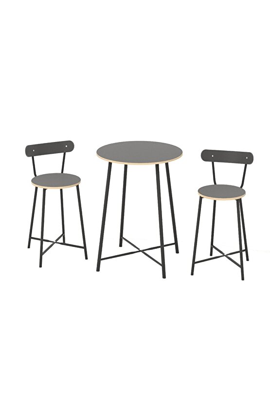 Mutfak Oval 2 Kişilik Bar Yemek Masası Füme 1517