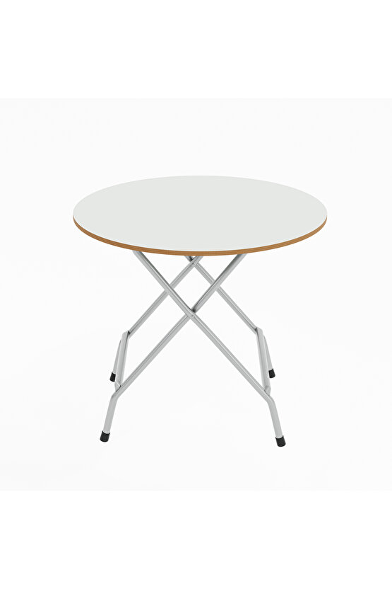 Mutfak Masa Yemek  Katlanır Bahçe Masası  Yuvarlak Beyaz 1455