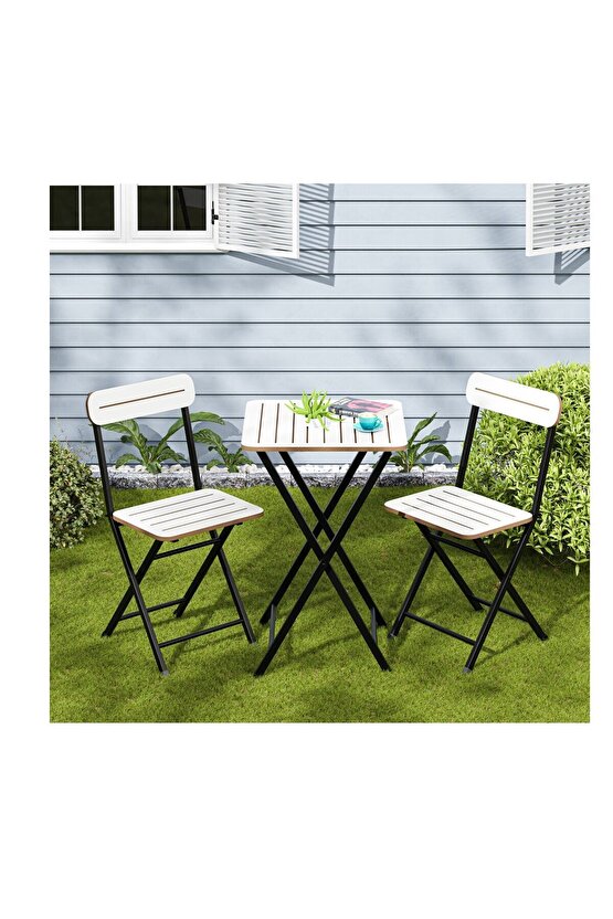Bahçe Masa Sandalye Bistro Takım Beyaz 1393
