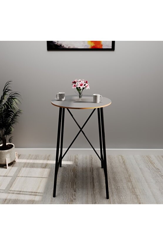 Bar Masası Bar Taburesi Mutfak Oval 2 Kişilik Yemek Masası Füme 1246