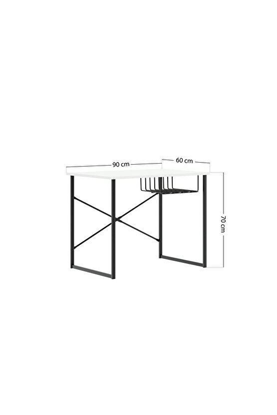 Bilgisayar Masası Raflı Çalışma Laptop Masası Beyaz 1342
