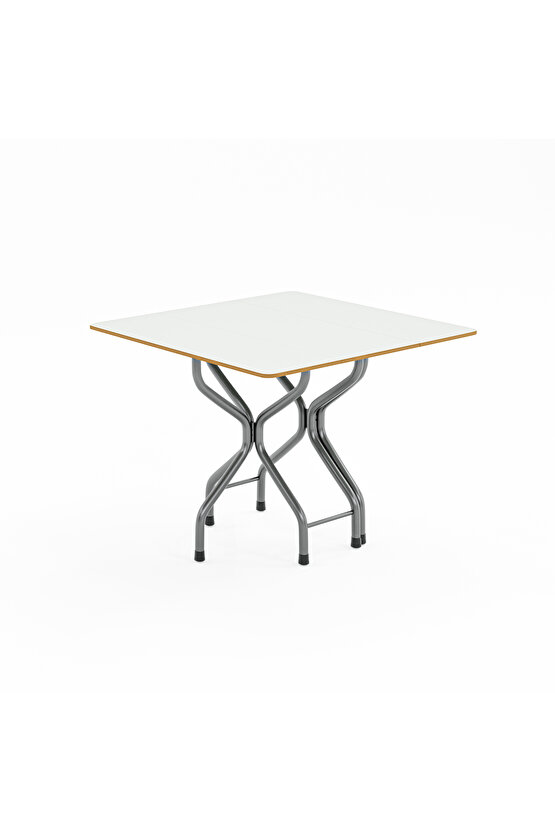 Katlanır Kırma Kare Beyaz Masa Sandalye Takımı Seti