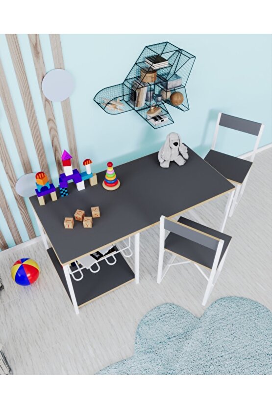 Çocuk Çalışma Masası Ve 2 Sandalyeli Oyun Etkinlik Aktivite Masası