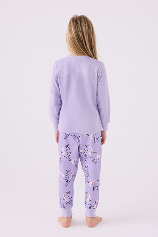Kız Çocuk Mor Pijama Takımı