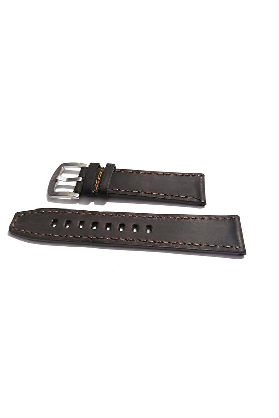 & Fosil Uyumlu Greyzı Deri Saat Kordonu 22 mm (295)