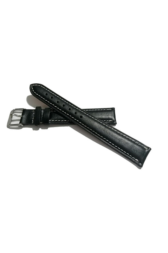 Hertürlü &Saate uygun Beyaz Dikişli Düz  Hakiki Dana derisi  18 mm  Uzun  Kayış (199)