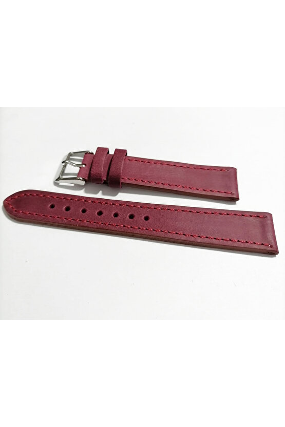 &Her Saate Uyumlu greyzi  Hakiki Deri Saat Kordonu 18   mm  (144)   Bordo