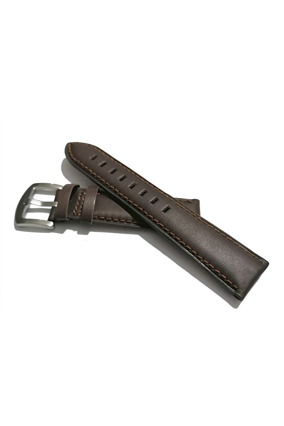 &Her Saate Uyumlu Hakiki Kahverengi   Düz  Deri Saat Kordonu 24  mm  (62 )