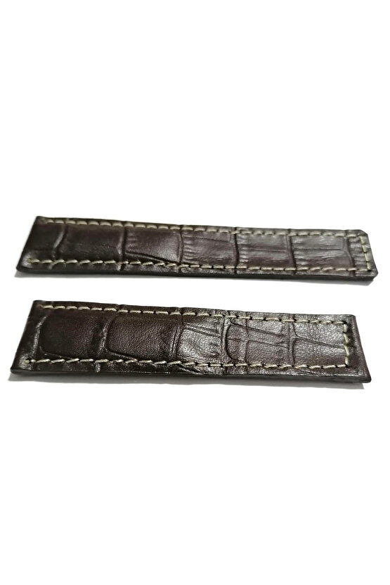 Tag-heuer Uyumlu  22-20   Beyaz Dikişli  Kahverengi  Hakiki dana derisi  (28 )