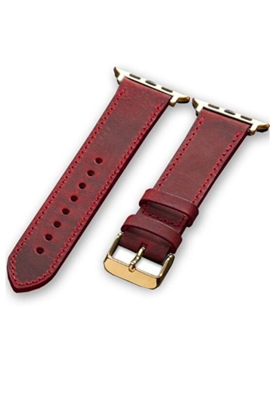 Akıllı saat Uyumlu   Deri Saat  Kordonu   34mm 42mm  kırmızı  aparatlı