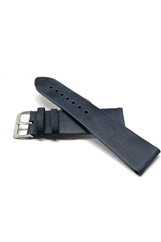 Fosil uyumlu hakiki Grizi  Deri saat kordonu 22  mm  Koyu  Mavi