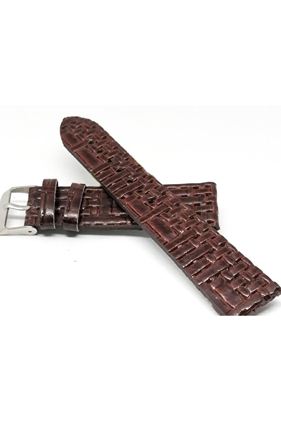 Her Saate Uygun  Hasır Görünümlü saat  kordonu 20 mm Kahverengi