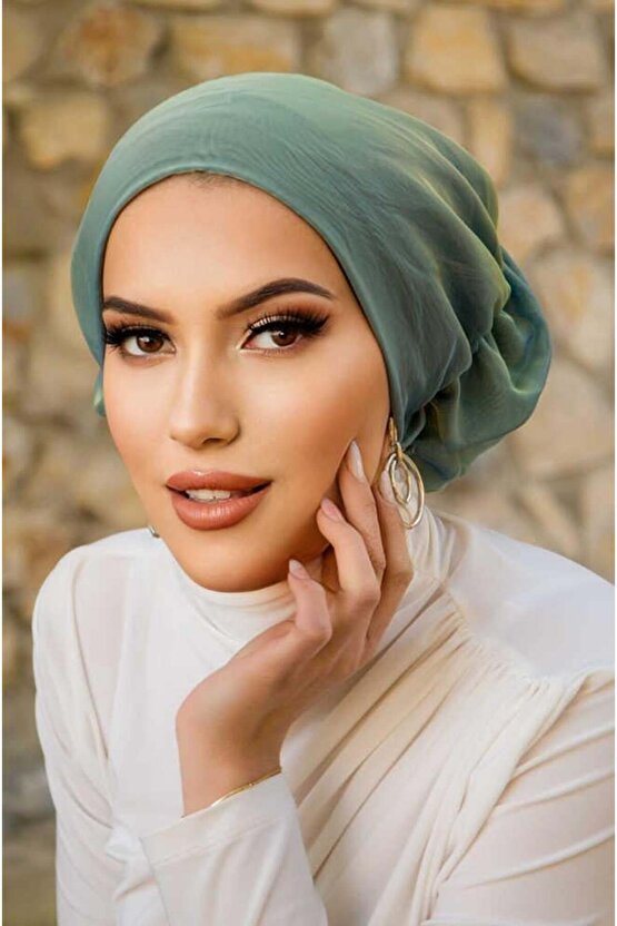 Yeşil Janjan Çağla Hazır Türban Bone