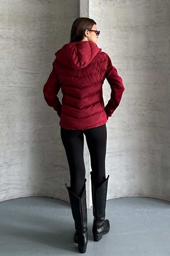 Kadın Kapüşonlu Spor Şişme Mont - Su Geçirmez Termal Günlük Şık Mont