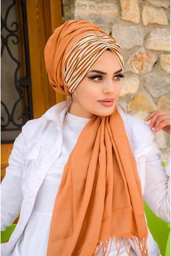 Taba Çizgi Desen Hazır Şal