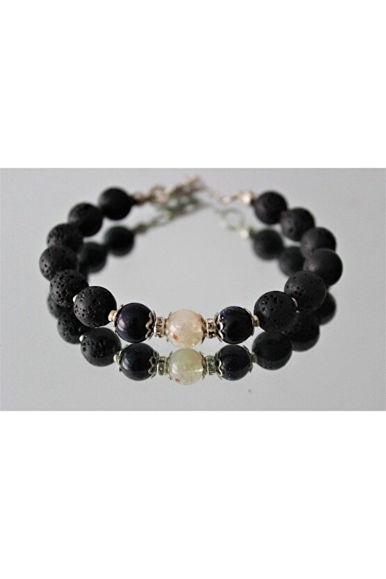 Gerçek Doğal Taş Citrine Yıldız Taşı Lava Değerli Taş Bileklik, Şifa Bilekliği, Kariyer Para Bolluk