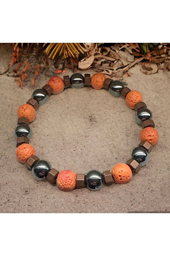 Renkli Lav Taşı ve Doğal Taşlarla El İşi; Boho Stili Erkek Bileklik , Şifa Bileklik