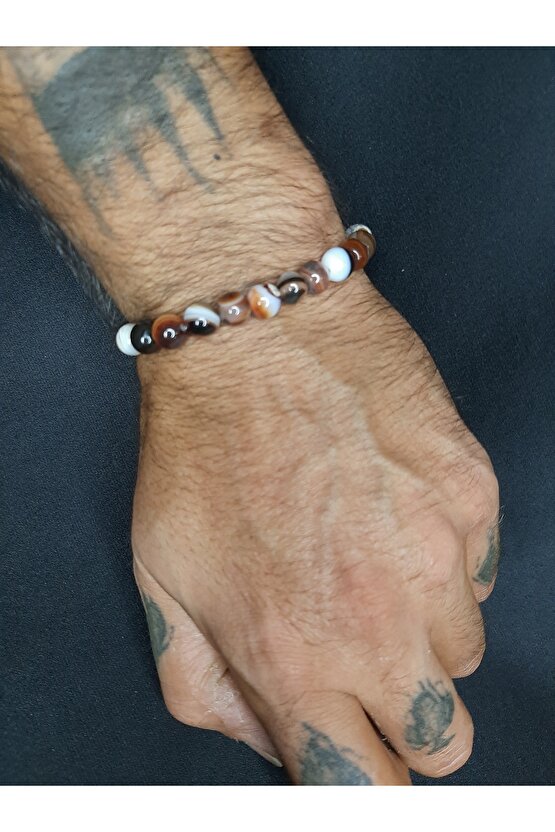 Unisex Doğal Akik Taşı Enerji Bilekliği