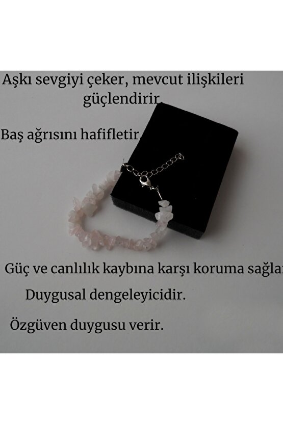 Sertifikalı Doğal Pembe Kuvars (AŞK TAŞI) Doğal Kırık Taş Bileklik