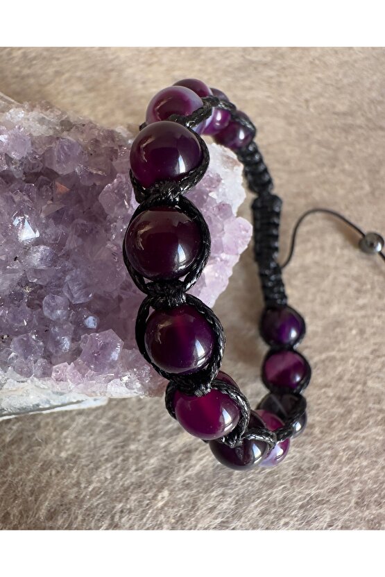 Mor Renk Akik Doğaltaş Bileklik